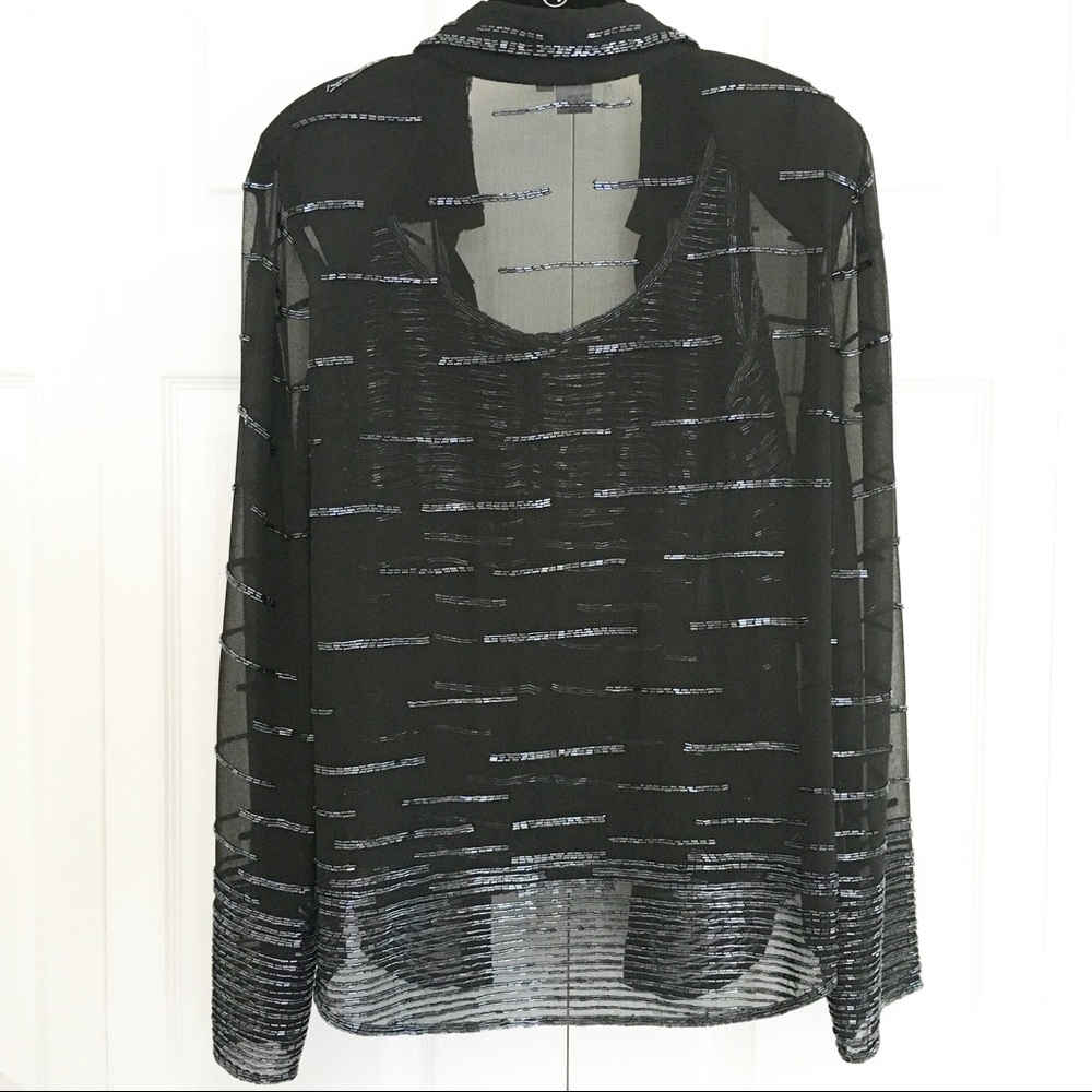 Beaded Sequin 2-piece Sheer Long Sleeve & Tank Top - Picture 5 of 8